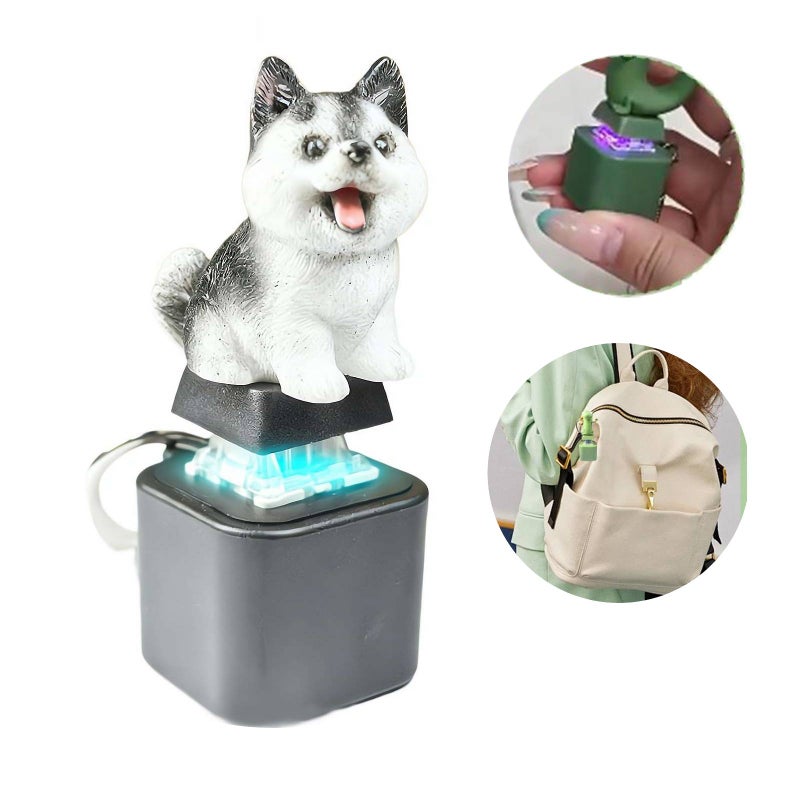 lizard keychain - lizard sound button, Fun Rechargeable Keychain with Colorful Lights, Portable Stress Reliever for Anxiety & Sensory Fun, Gifts for friends (Dog) - Image 1